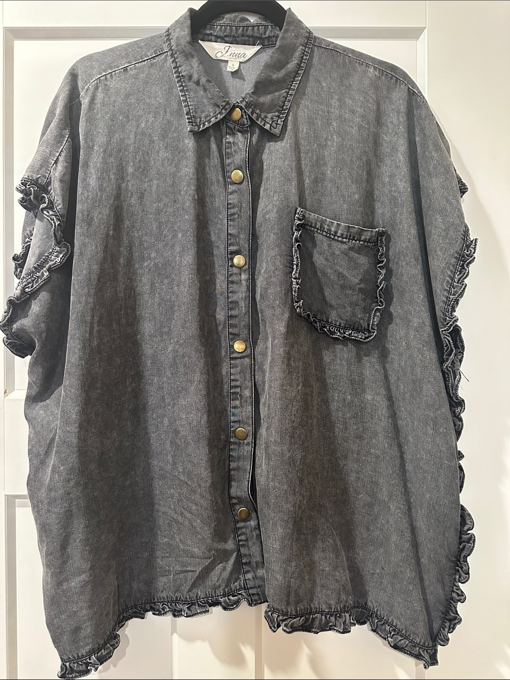 J.NNA Relaxed Fit Black Light-weight Top, Size Small